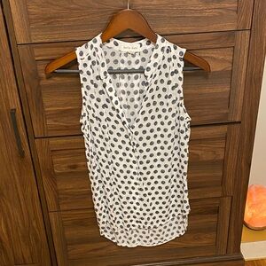 Bella Dahl Sleeveless Polka Dot Blouse - Black and White